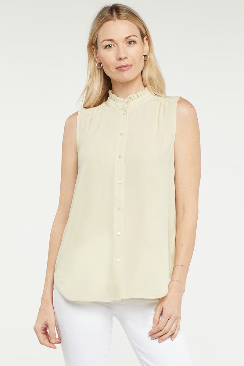 Yellow Women's NYDJ Sleeveless Ruffle Neck Blouse | NZ 785AJTQKD